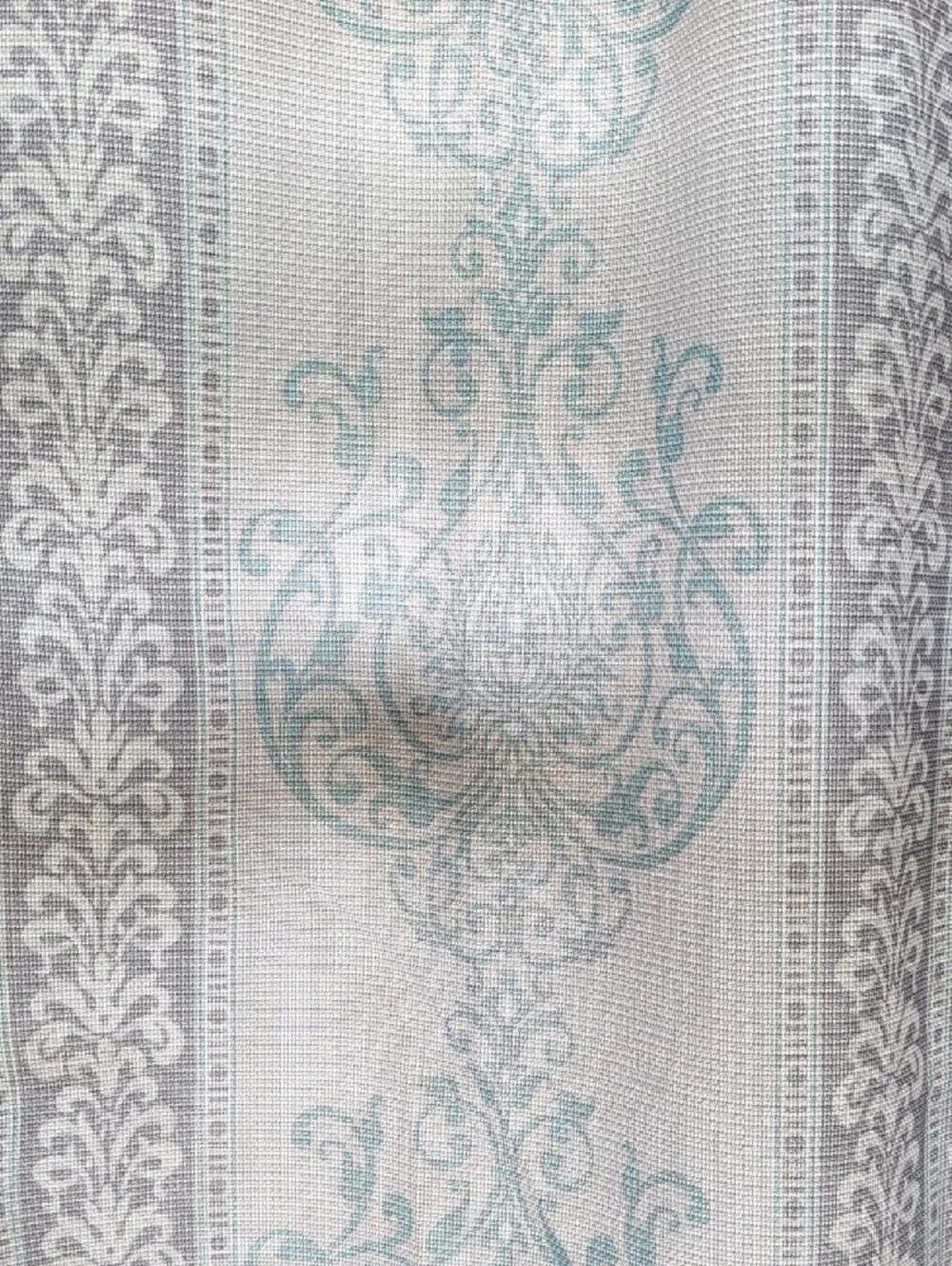 Sheer Medallion Curtain Panels in Aqua Green & Gray